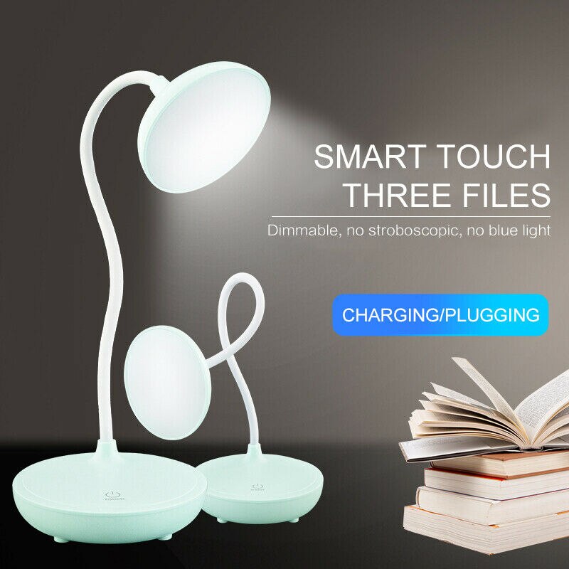 USB Rechargeable LED Desk Table Touch Lamp Adjustable intensity Reading Light
