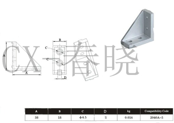 2040 corner bracket right angle connection 90 degrees bracket 2040 bracket for EU 20 aluminum profile slot 5mm 6mm
