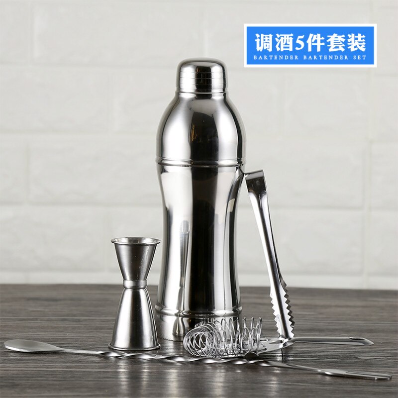 Kitchen Barware Bar Tools Stainless Steel 650ml Thickening Arc-shaped Cocktail Shaker Boston Shakers 5pc/set