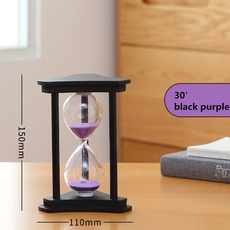 Hourglass 30 Minutes Count Down Timer Wood Sand Glass Watch Timing Home Desk Decoration Wedding Favors for Guests SL-SZSL: 30 black purple