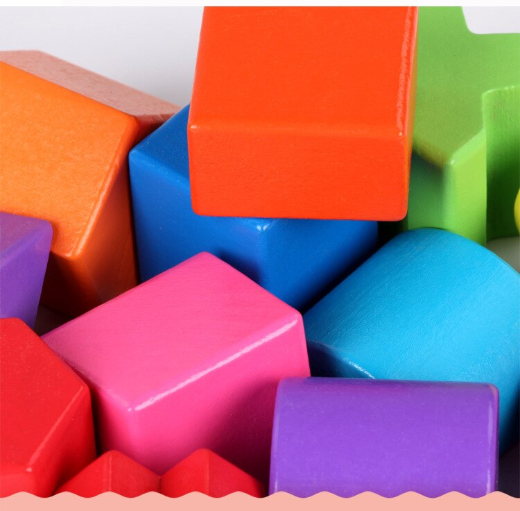 Children's wooden educational shape matching box intelligence color cognitive 17 hole intelligence box play