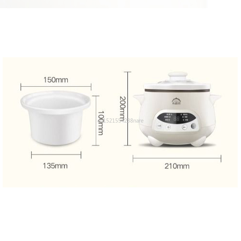 220V 140w 1.2L Automatic Insulation Slow Cooker Electric Cooker Ceramic BB Poridge Bird Nest 12 Hours Appointment