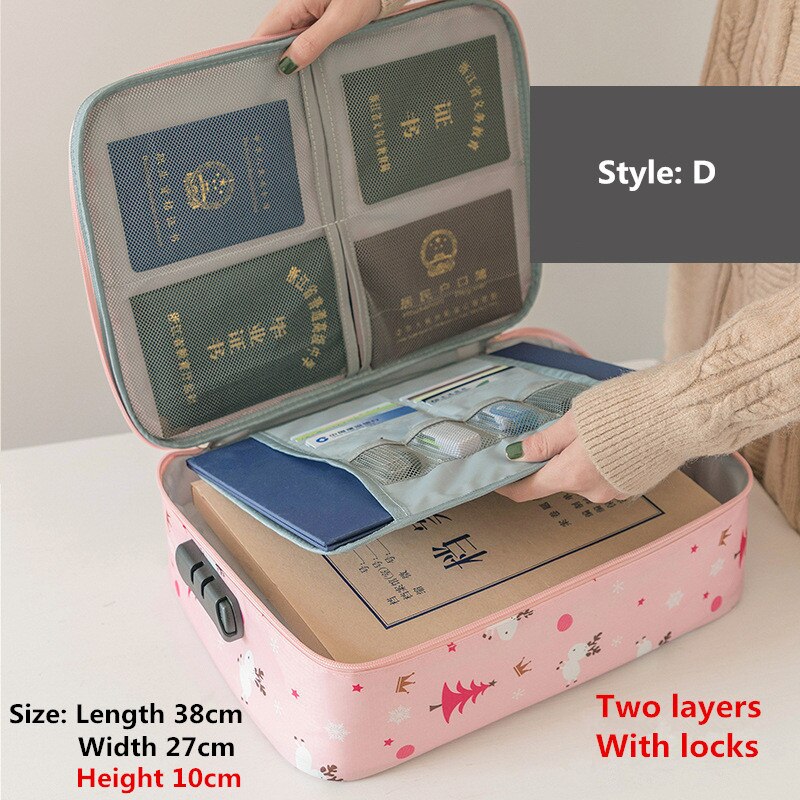 Waterproof Briefcases Woman Home Certificate Invoice Storage Bag Man Business Travel Multifunction Document Package Accessories: D Pink Little Deer