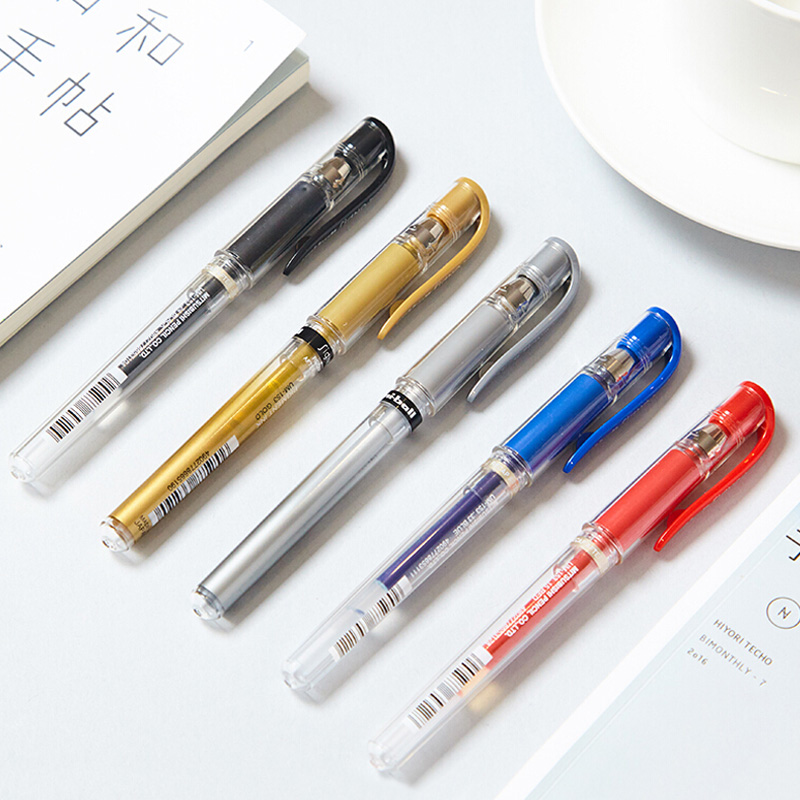 Genuine Japan 6 Pieces Uni-ball Signo Broad UM-153 Gel Pen - 1.0 mm Blue/Black/Red/White/Silver/Gold