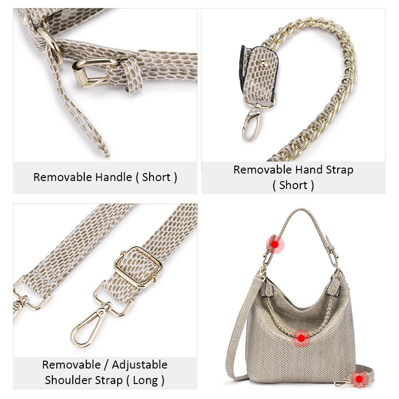 REALER-Bolso de hombro grande con asa superior para mujer, bandolera de cuero artificial con cadena,