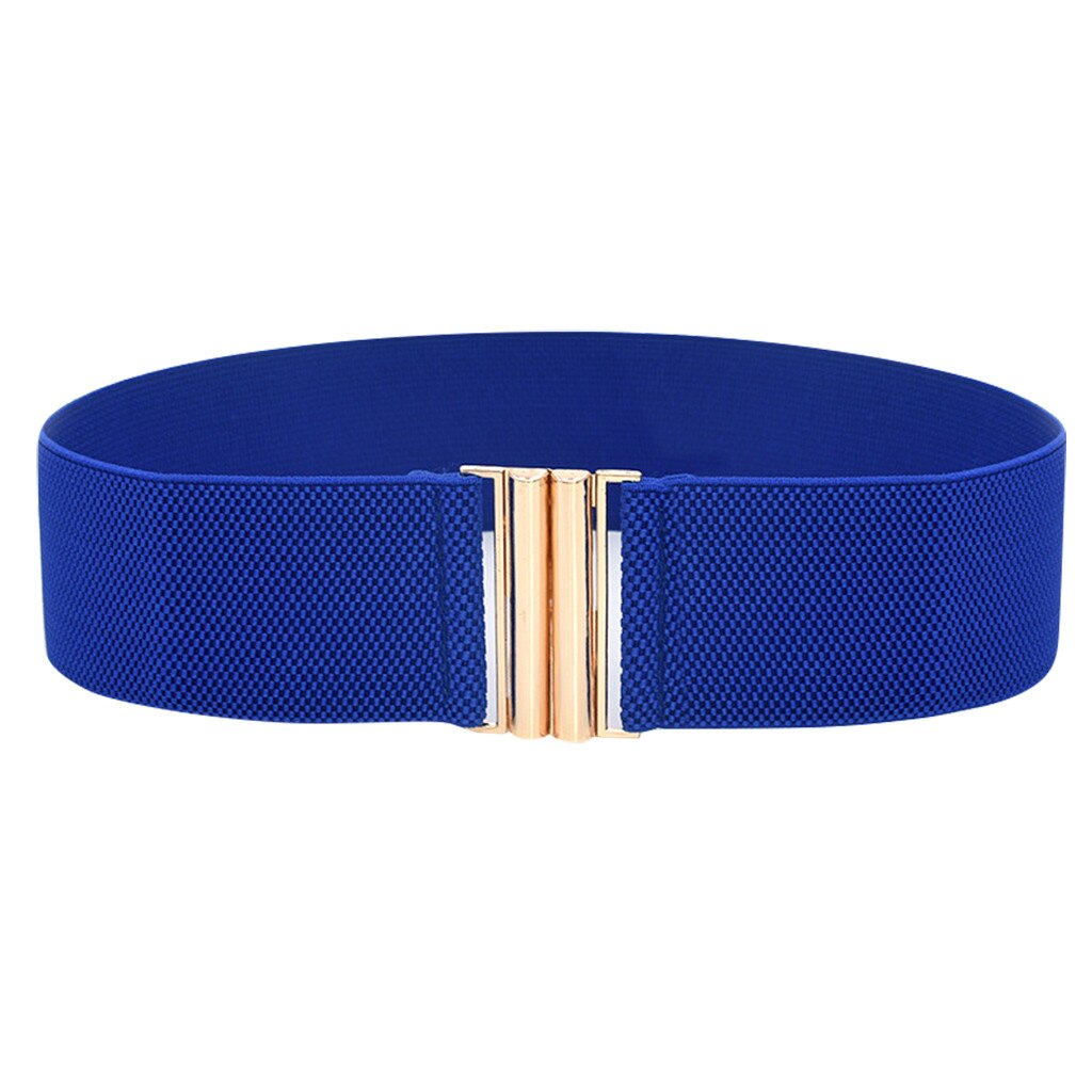 Wide Elastic Belt Lady Wide Belts Women Wide Elastic Belt Buckle Waist Dress Stretch Adornment For Women Waistband #Y7: Blue 