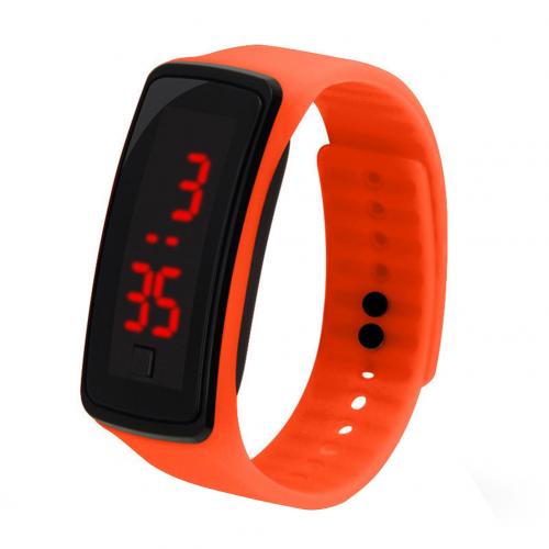Children Kids Silicone Band LED Screen Electronic Digital Sports Wrist Watch Smart Bracelet Band: Orange