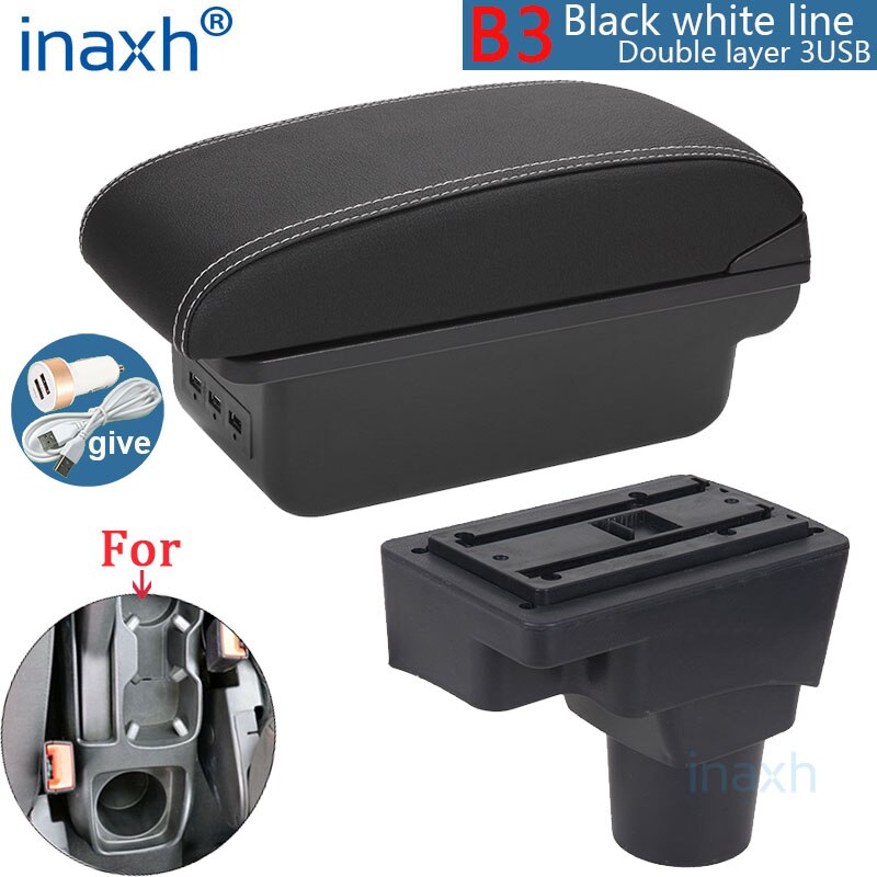 Voor Chevrolet Sonic Armsteun Voor Chevrolet Aveo Armsteun Doos Auto Retrofit Onderdelen Interieur Opbergdoos Auto-onderdelen Usb: B3 Black white 3USB