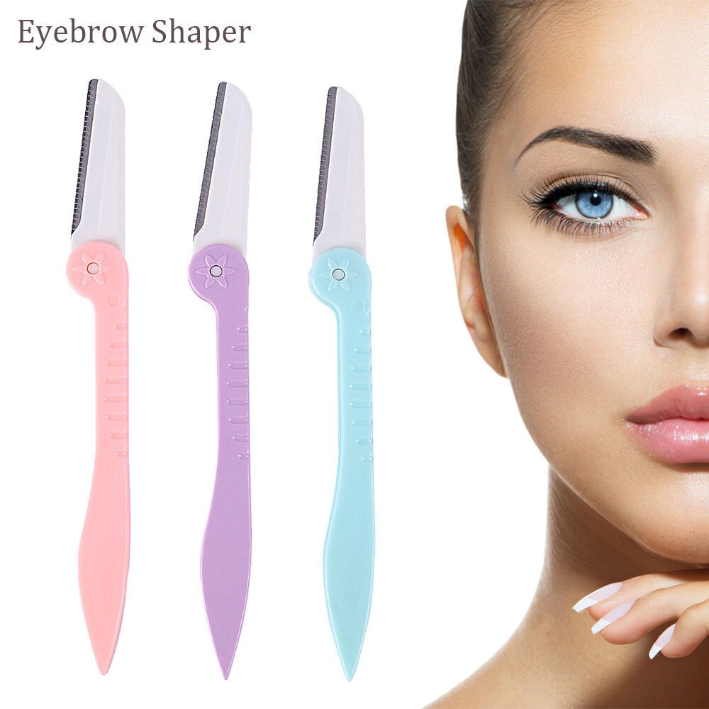 3 Pc Portable Eyebrow Trimmer Hair Remover Eye Brow Shaver For Makeup Cosmetic Kit Stainless Steel Cutting Tools