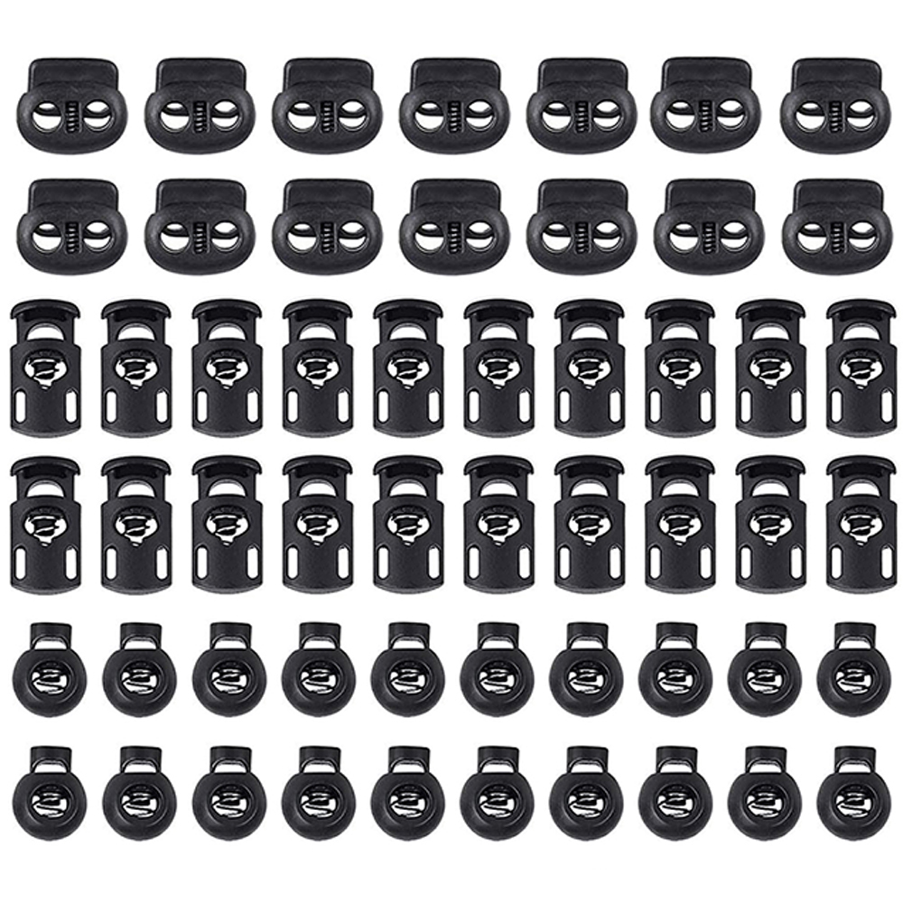 50pcs Cord Lock DIY Plastic Spring Toggle Stopper Lanyard String Cord Clip for Drawstrings Use in Shoelace Clothing