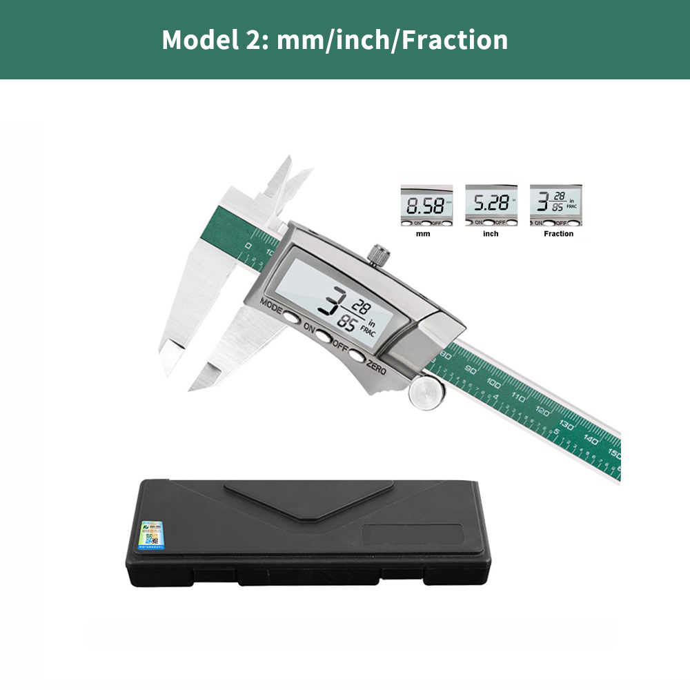 Digital Vernier Caliper 0-150mm Scale 0.01mm Accuracy mm/inch/fraction Display