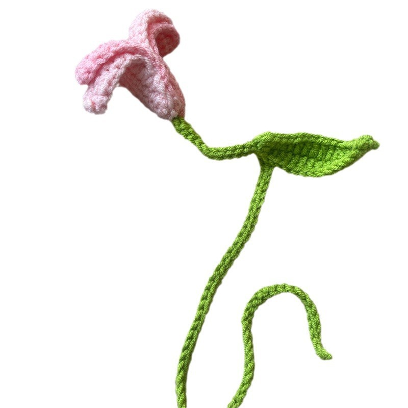 Flor de lirio hecha a mano, flor de simulación tejida, flor hecha a mano, tejido de hilo artesanal, ramo de ganchillo casero