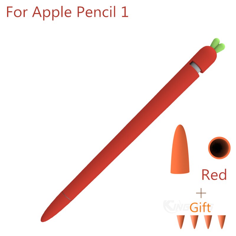 Zachte wortel siliconen voor apple pencil 1 hoesje 2 ipad tablet touch pen stylus beschermhoes hoesje: Rood voor potlood 1