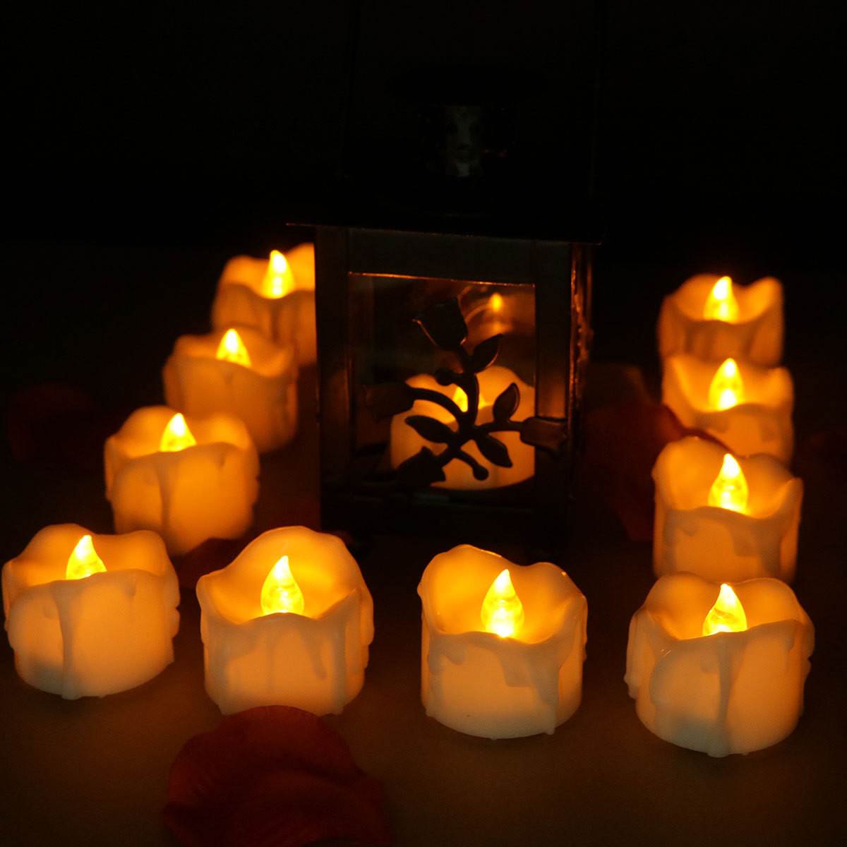12 stk halloween festpynt 3 farger flimrende lys te hvit lys gul varm varm gul lys lys hvit
