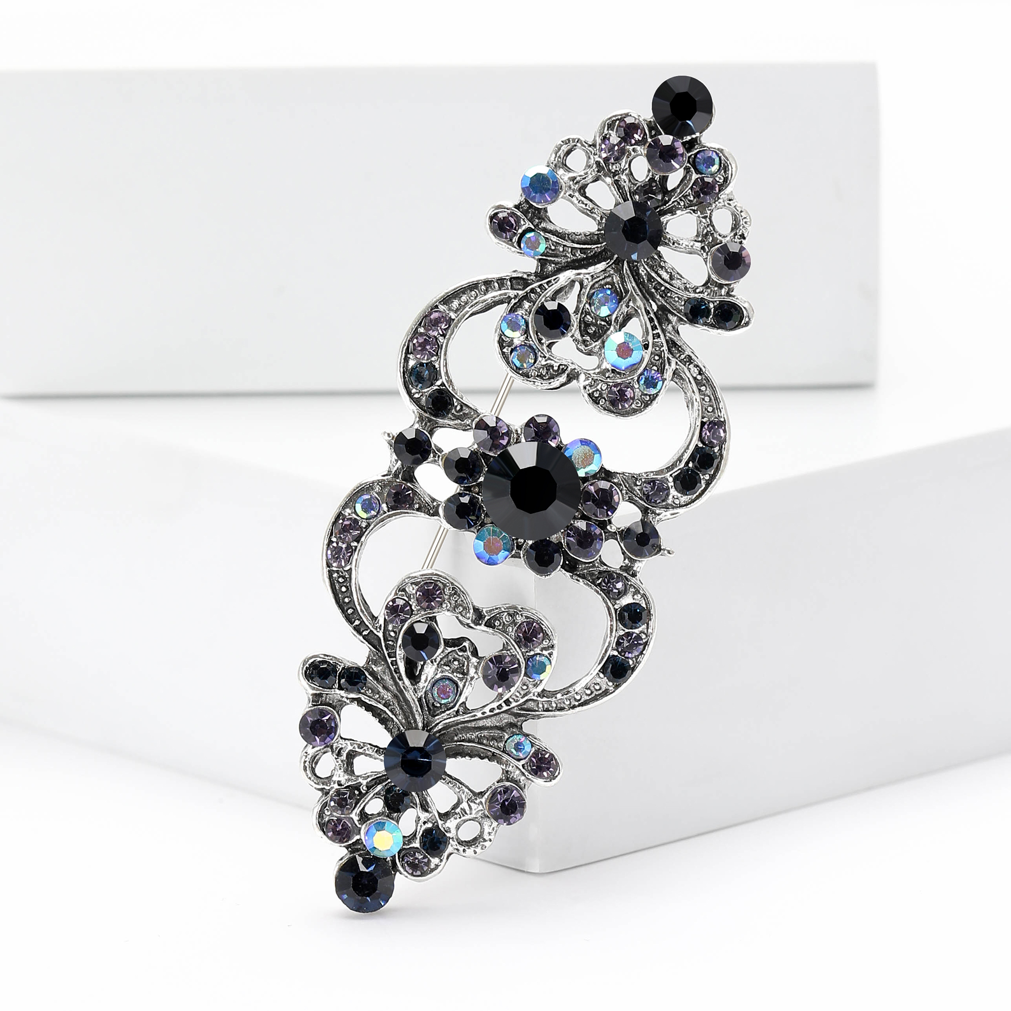 Bryllup brudekjole rhinestone blomsterbrosjer til kvinner blomsternåler kontor fest venn smykker tilbehør: rhodium belagt