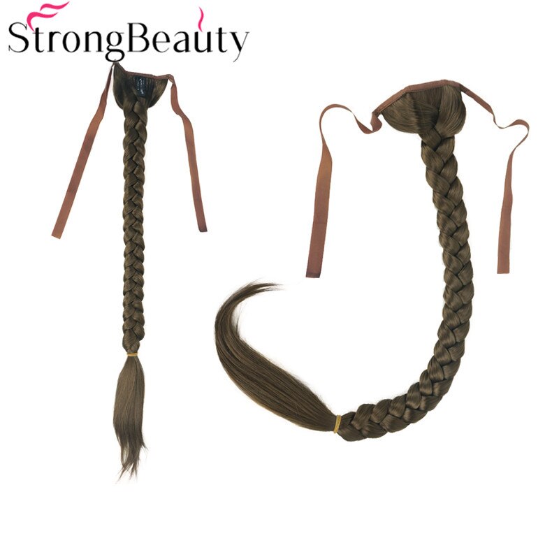 Strongbeauty lang fiskehale fletning hestehale forlængelse syntetisk bindebånd hårstykke 16 farver: 10