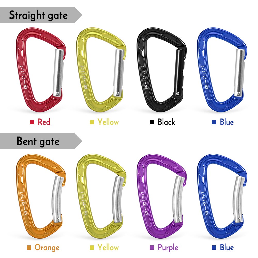 22KN / 24KN Straight Gate Carabiner Non-locking Gate Carabiner Climbing Canyoning Backpacking Hammocks Key Nose Carabiner