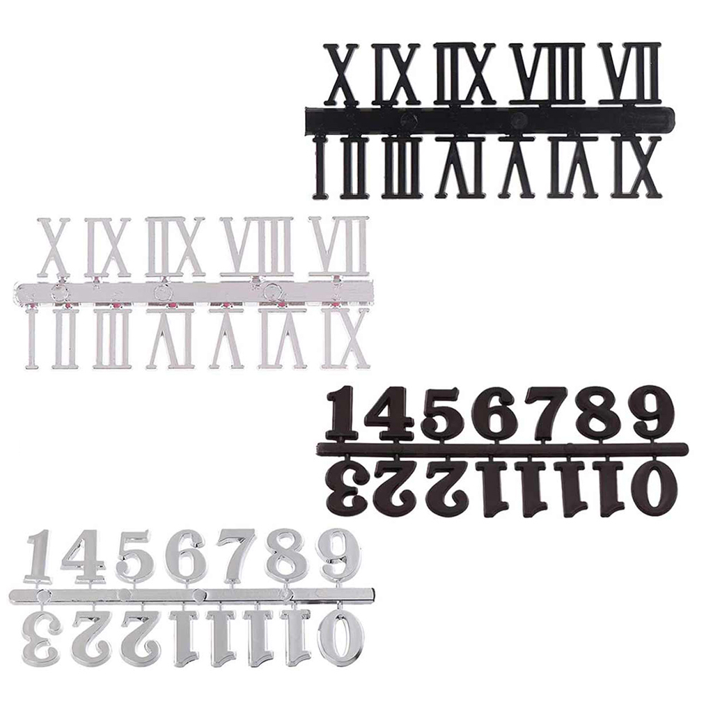 Set Klok Nummers 0 Tot 9 Arabische Romeinse Cijfers Cijfers Voor Diy Wandklok Kits Reparatie Vervangende Onderdelen (Geen klok)