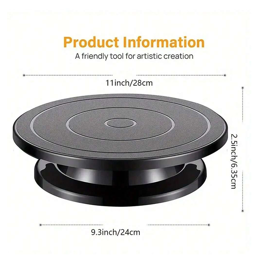 11 Inch Spinning Turntable Engraving Wheels Spinning Cake Turntable Black Painting Turning Table Lightweight Holder For Painting
