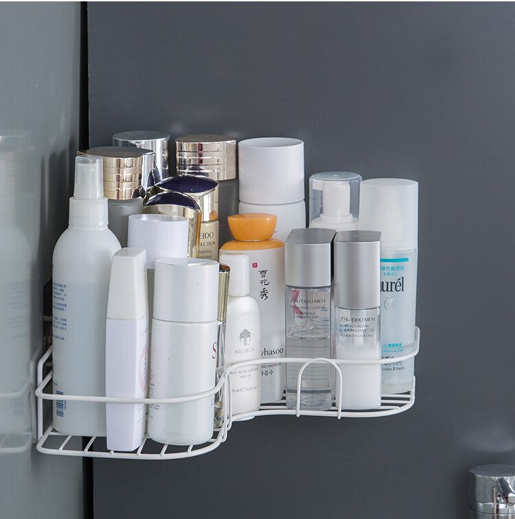 Home kitchen corner shelf bathroom corner triangle shelf bathroom perforated iron art storage shelf