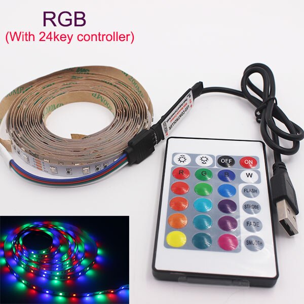 USB 3XAA Batterij LED Strip DC 5V Flexibele Licht 60LEDs 50CM 1M 2M 3M 4M 5M SMD 2835 Desktop Decor Screen TV Achtergrond Verlichting: USB RGB Color / 0.5m