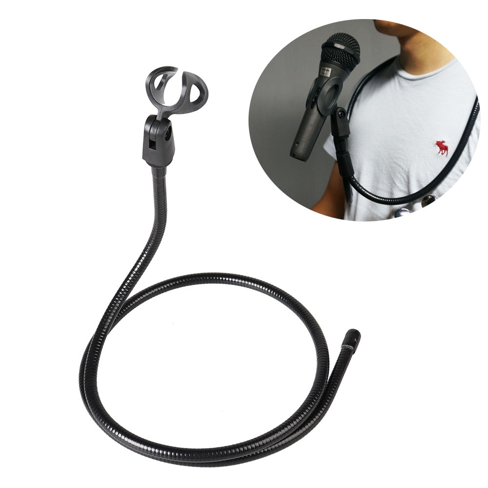 Universal Microphone Brace Neck Holder Hands Free Mic Stand Holder U-type Clip Clamp Adjustable for Performance Musical Player