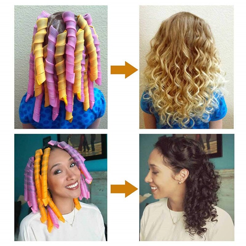 Bigoudis magiques en spirale de 55cm, 40 pièces/paquet, Kit de coiffure sans chaleur, rouleau pour cheveux longs, pour la plupart des types de coiffure