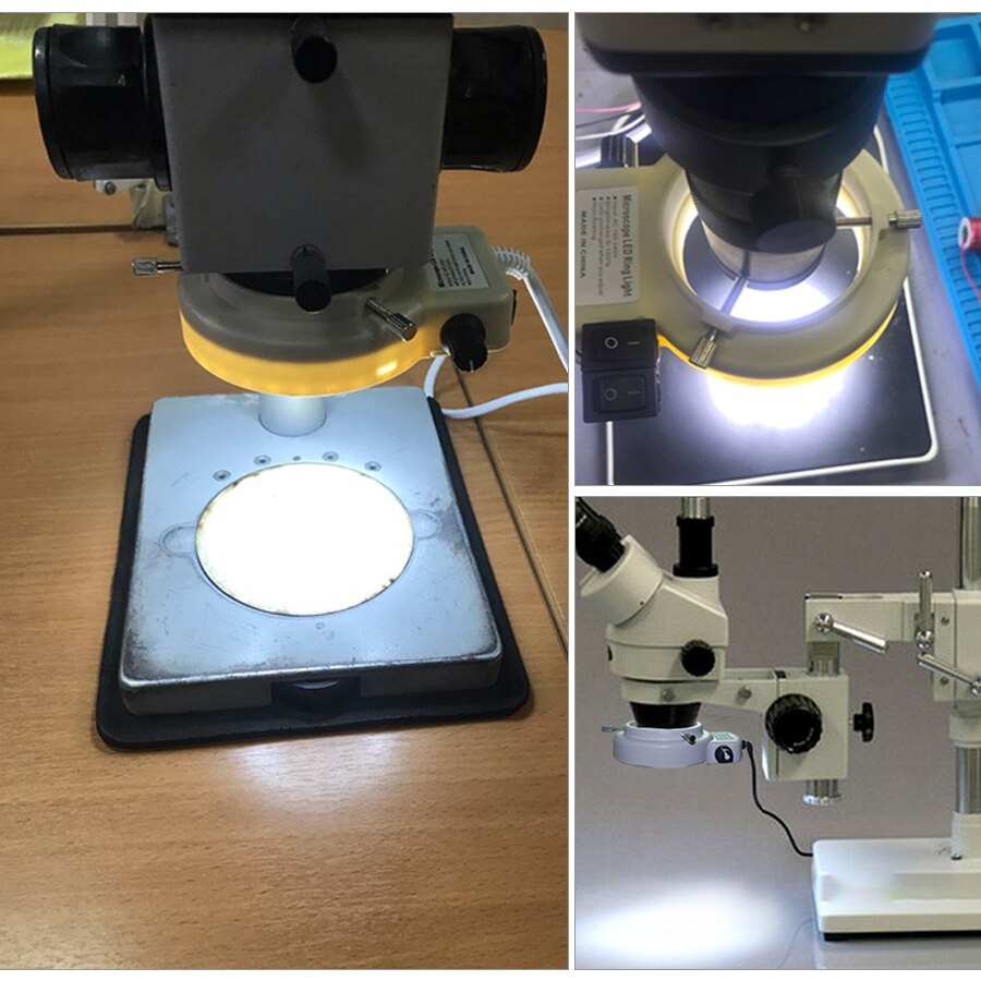 4.5W 100V-240V Adjustable Microscope LED Ring Light Lighting for Stereo Microscope Camera Magnifier Illuminator