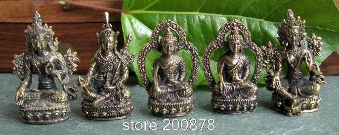 HDC0683 Tibetaanse Mini Pocket Amulet Boeddha Gouden Boeddha Status Decor Ambachten Lotus-geboren Schat Collecties