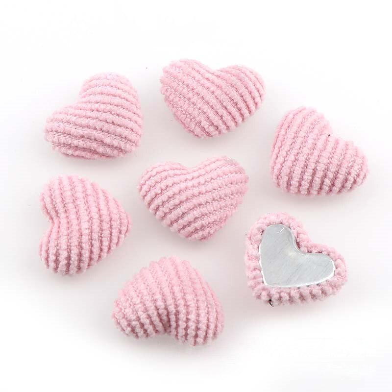 20 Uds. Botones de franela de corazones de colores, adornos para manualidades DIY, suministros para pendientes, Material para hacer joyas, accesorios, nociones de costura: Light pink
