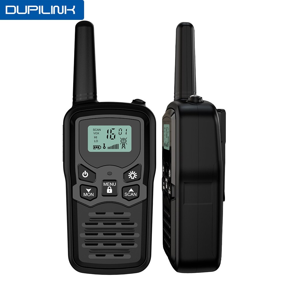 Dupilink-rádio transmissor de walkie-talkie portátil, 2 peças, transmissor e rádio em dois sentidos, lcd, 5 km, 22ch, vox