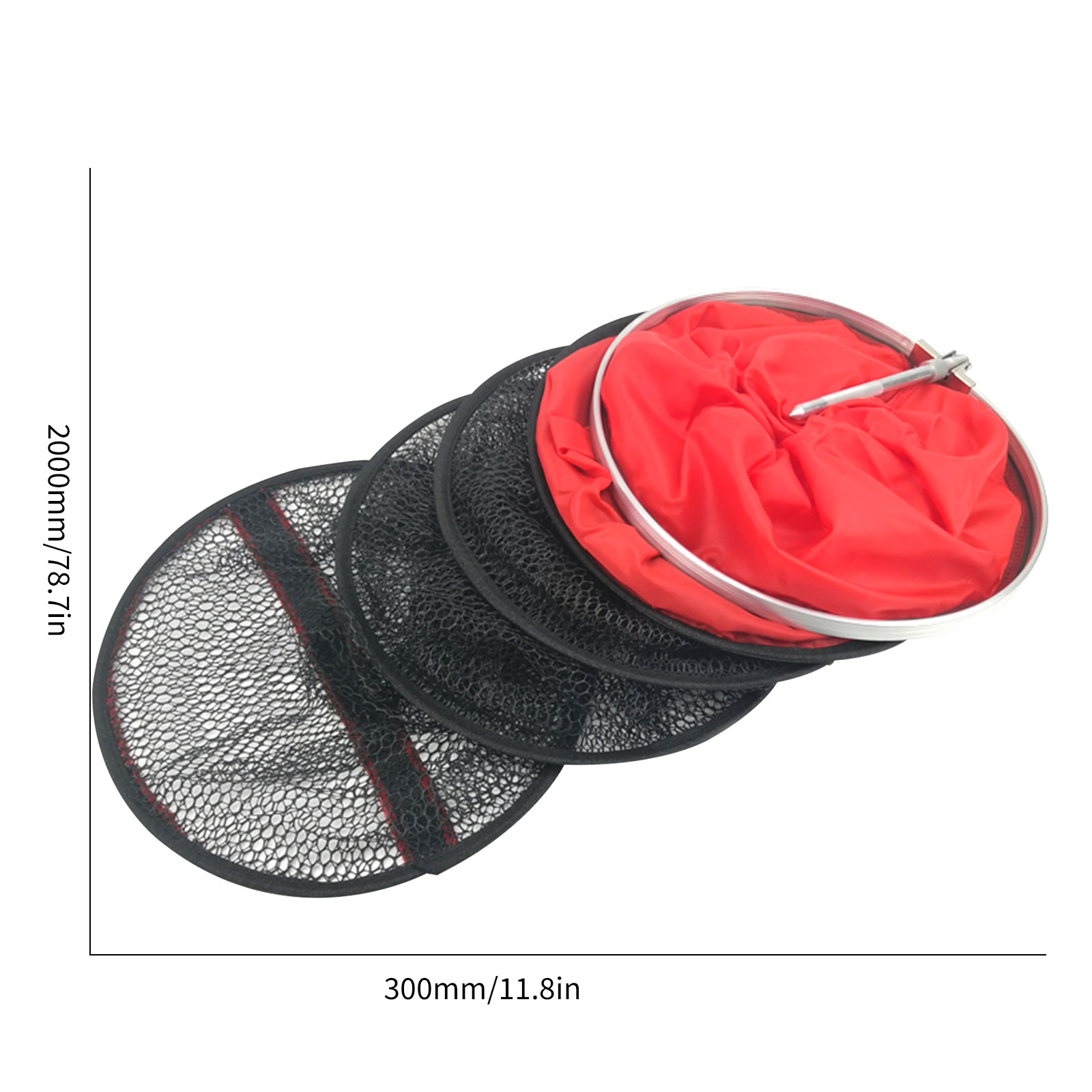 Aluminum Fishing Net Collapsible Floating Wire Fish Basket Reinforcement Fishing Cage Fishing Gear Rubberized Net Bag Fish Tool: 30x2m