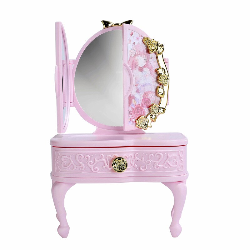 Speelgoed voor meisjes, led-cosmetische spiegel, mini-commode, speelhuis-commode voor meisjes, speelgoedcommode met openscheurbare outfit