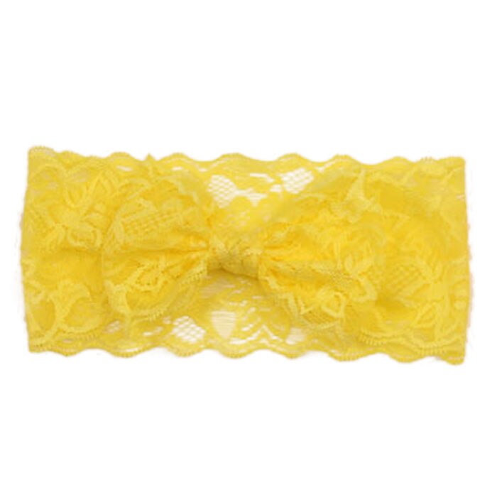 neue Mädchen Spitze Großen Bogen Haar Band Baby Kopf Wrap Band Zubehör Baby Lacos Elastische: yellow