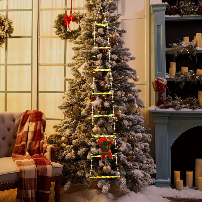 Weihnachtsmann-Leiter, LED-Farblichter, USB-Lichterkette für Höhle Innen- und Außenbereich, Weihnachtsdekoration, Lichter mit festlicher Atmosphäbetreffend
