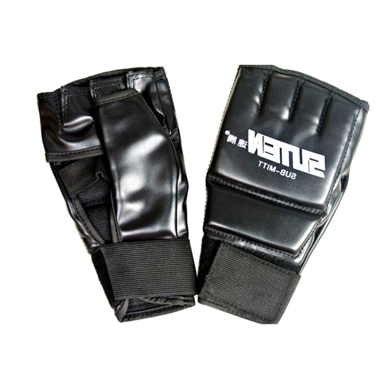 1 Pair Adult Boxing Gloves Half Finger Finger-separated Breathable Adjustable PU Hand Protector Fitness Fighting Accessories: MP0049BW
