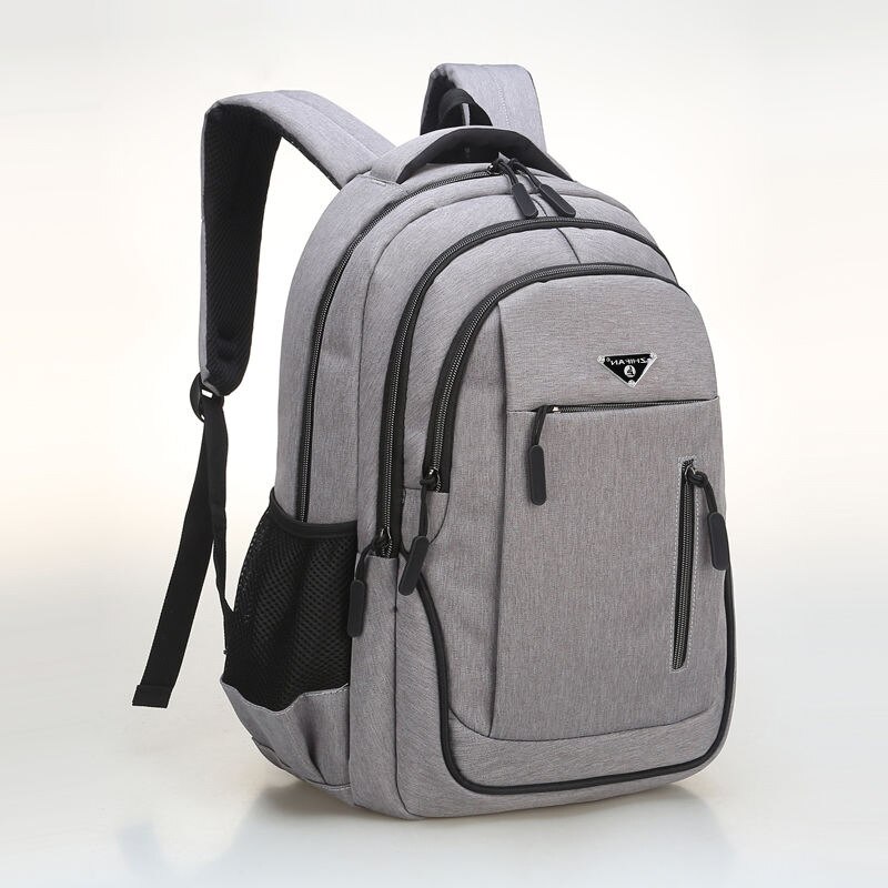 Large Usb Men Backpack Laptop 15.6 Oxford Gray Solid High School Bags Teen College Student Back Pack Multifunctional Backbag: Gray