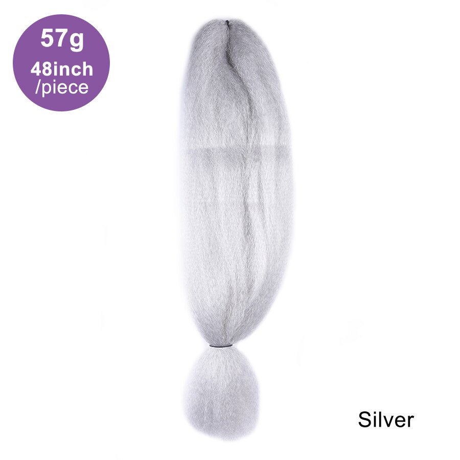 Xccoco hår 57g dreadlocks flätor hårförlängning för kvinnor boxflätor syntetiskt virkat hår fläta hår 48 tum långt hår: #silvergrå