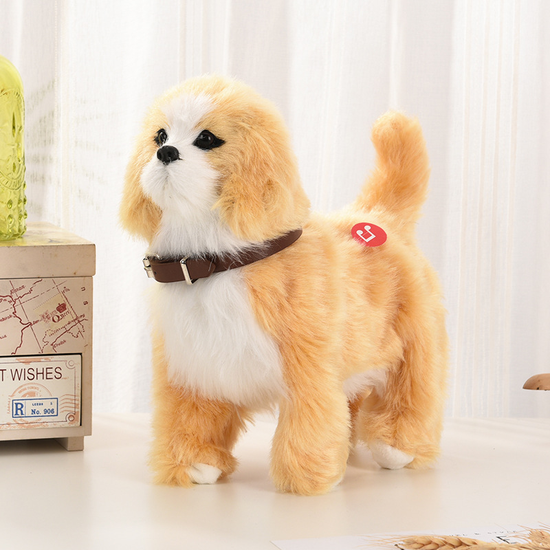 Juguetes electrónicos de peluche para perros, Robot interactivo, Control de sonido para cachorros, Teddy Walk, Bark, música, perro pastor, Control táctil, Animal robótico para mascotas