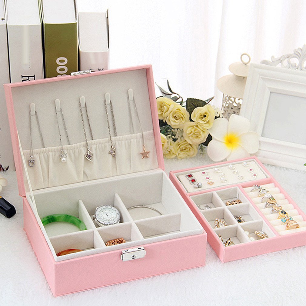 Exquisite Jewelry Box Women Leather Packaging Necklace Rings Earrings Bracelet Storage Organizer Display Boxes Case