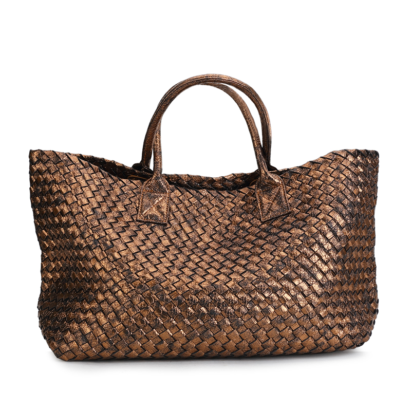 hand-woven women's bag spring summer European and American tide single shoulder vegetable basket women casual bag: khaki