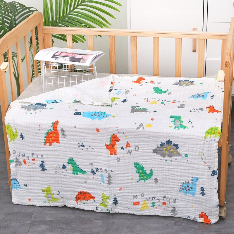 Baby Blanket Muslin Swaddle for Newborn Boy Girl Blanket 6 Layers Organic Baby Bedding Blanket Cotton Gauze Blanket Diaper: Dinosaur