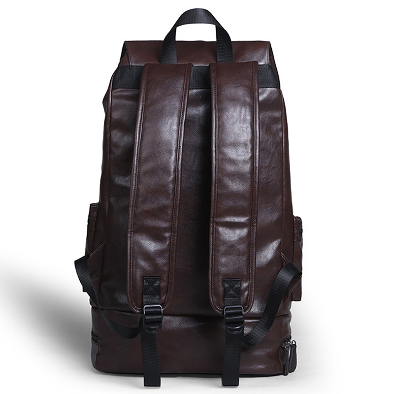 Preppy Style Men Backpack High capacity Backpack PU Leather Casual Travel SchoolBag PU leather Back Bag