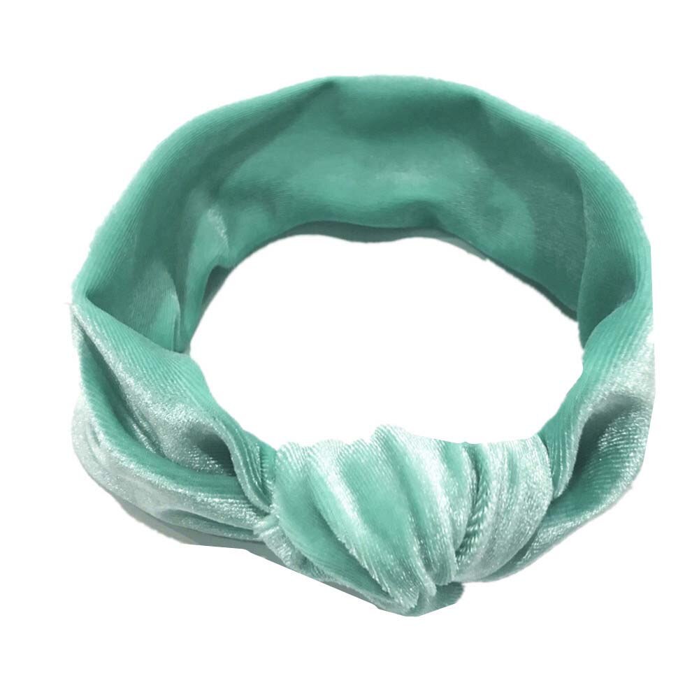 Linda diadema de terciopelo con lazo grande para niña 11 colores turbante anudado cinta para el pelo para infantes accesorios para niños: light green