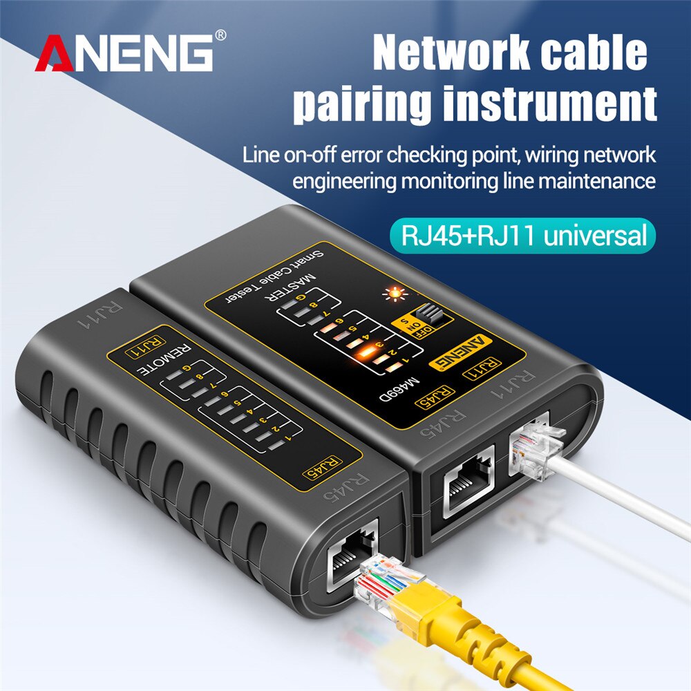 M469D Network Cable Tester Pairing Instrument for RJ11 RJ45 Telephone Lines LED Indicator On-off Long-distance Testing