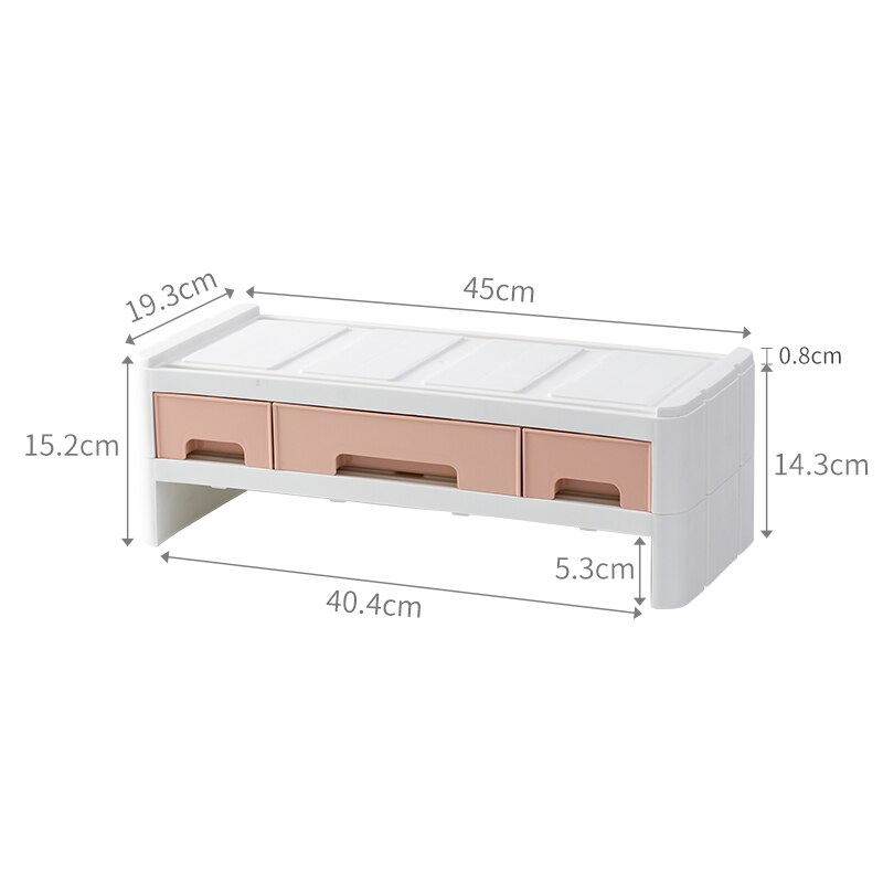 BNBS Desktop Drawer Organizer Storage Cabinet Plastic Chest Of Drawers Cabinet Organiser Computer Keyboard Storage Box: S-3 grid-Pink