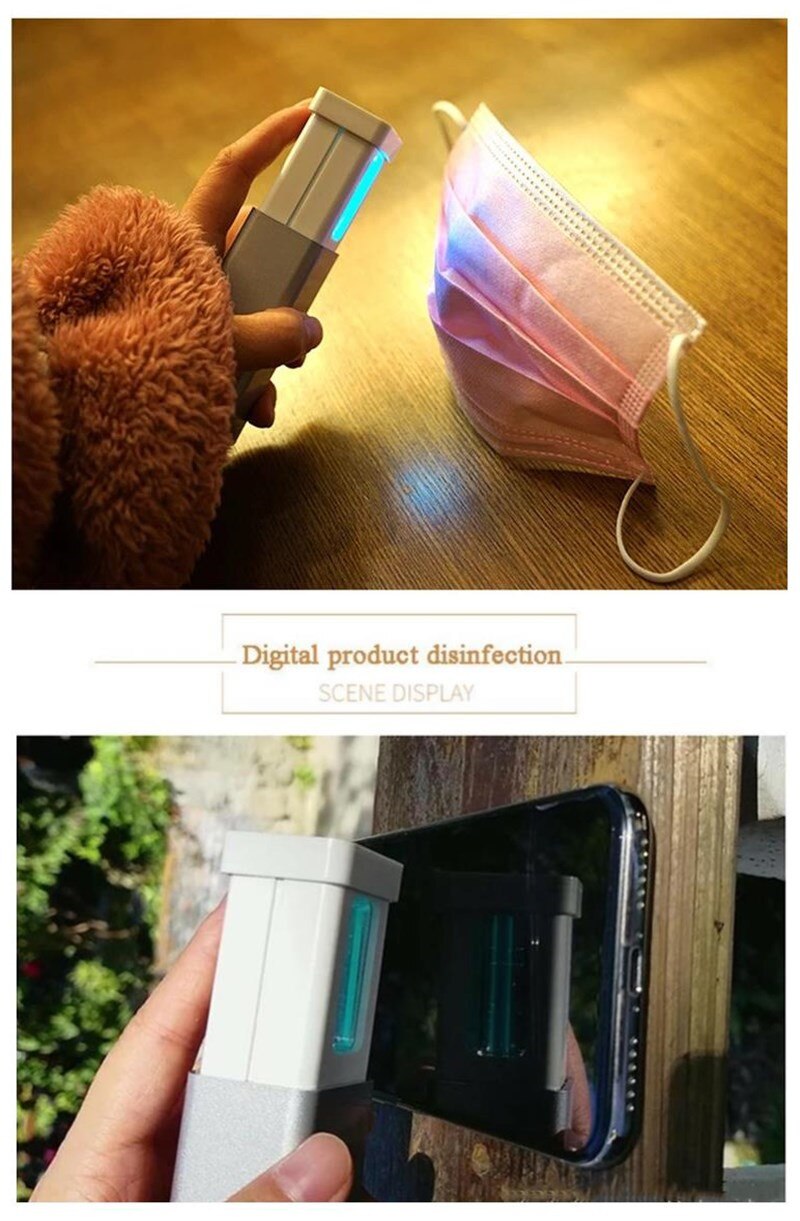 Portable Ultraviolet Germicidal Light Kill Bacterial LED Disinfection sterilization UV Lamp USB charge for Home Travel Germs