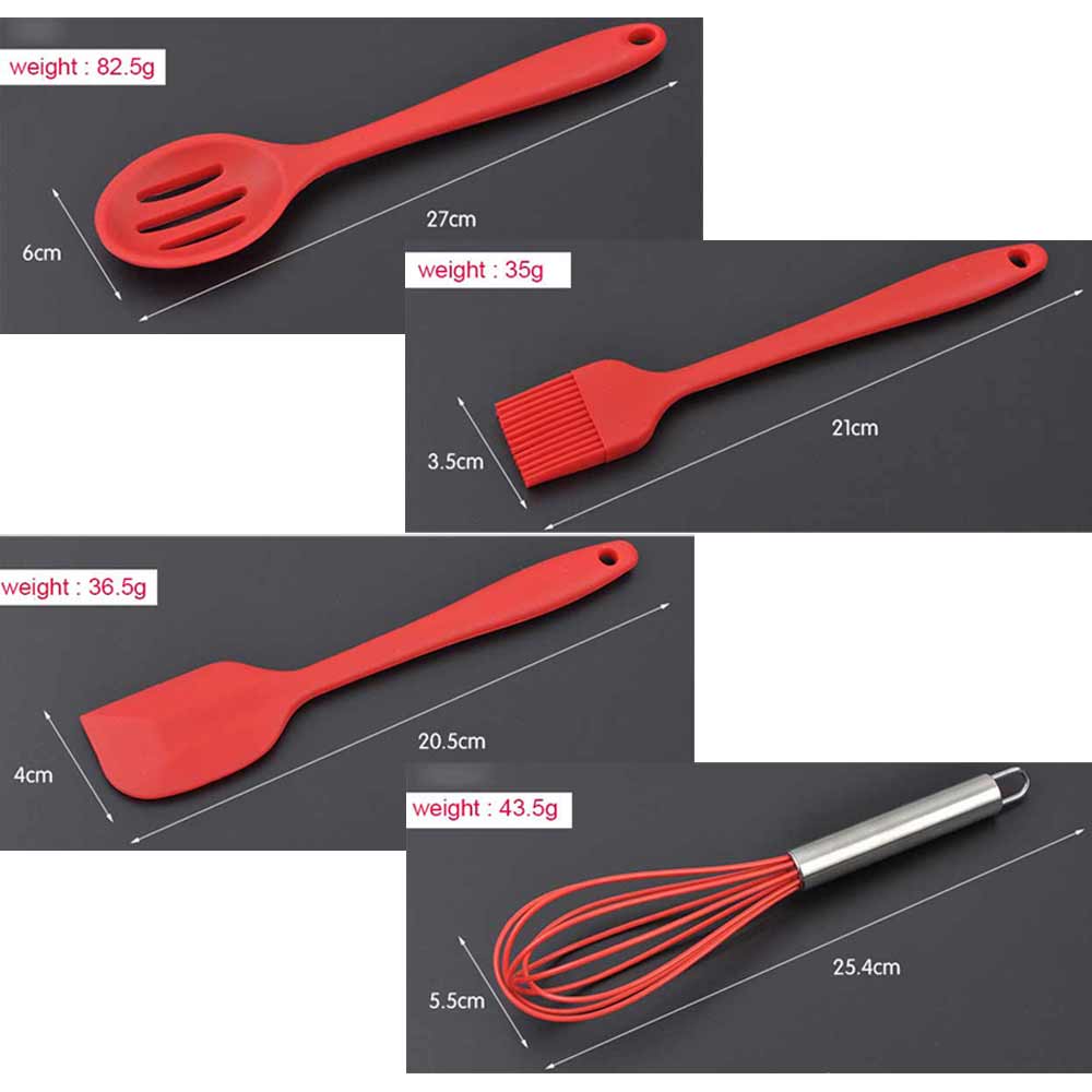 Cuchara de silicona para cocinar, espátula, cucharón, batidores de huevos, juego de vajilla, utensilios de cocina, suministros de accesorios de cocina, 10 Uds.