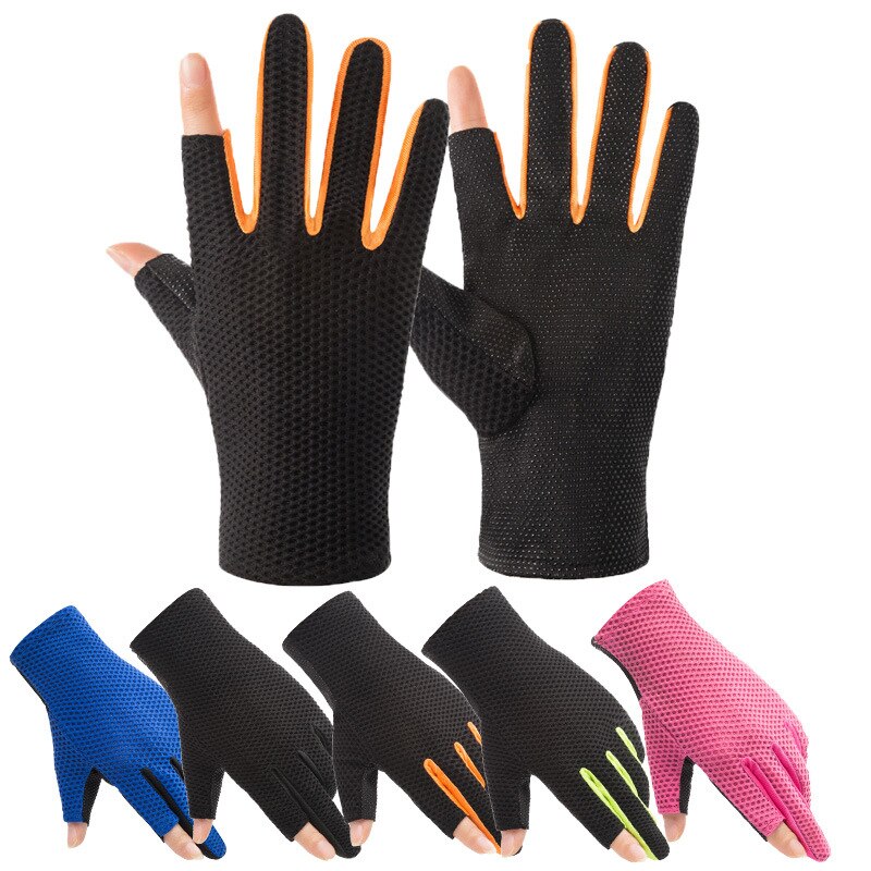 1 Paar Antislip Vissen Handschoenen Touchscreen 2 Cut Vingers Flexibele Uv Bescherming Zon Handschoenen Mannen Vrouwen Ademend Voor fietsen