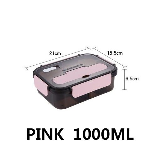 Transparante Lunch Box For Kids Voedsel Container Opslag Geïsoleerde Lunch Container Bento Box Japanse Snack Doos Ontbijt Dozen: PINK 1100ml